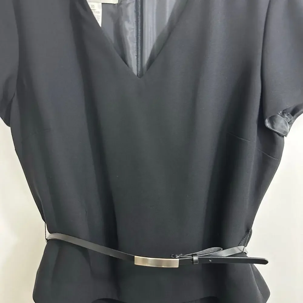 Jones New York Vintage 90s Black Crepe Floor Length Tall Modest Dress Size 10